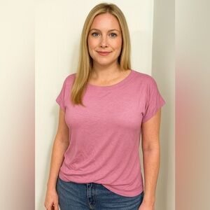 Express Linen Mauve Pink Boat Neck T-Shirt M NWOT